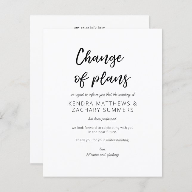 Alteração Preta e Branca do Orçamento de Planos (Frente/Verso)