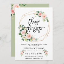 alterar a data boho floals convite de casamento