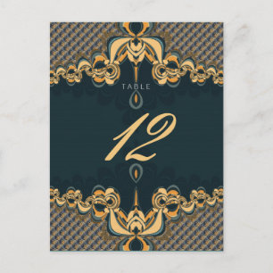 Alternativo Teal de Casamento Menu e Número da Tab