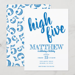 Alto 5.o aniversário Convite Azul