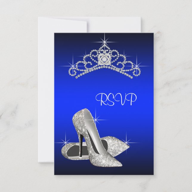 Alto salto Tiara Royal Blue Quinceanera RSVP (Frente)