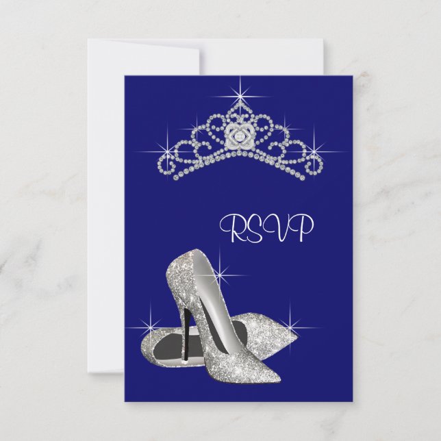 Alto salto Tiara Royal Blue Quinceanera RSVP (Frente)