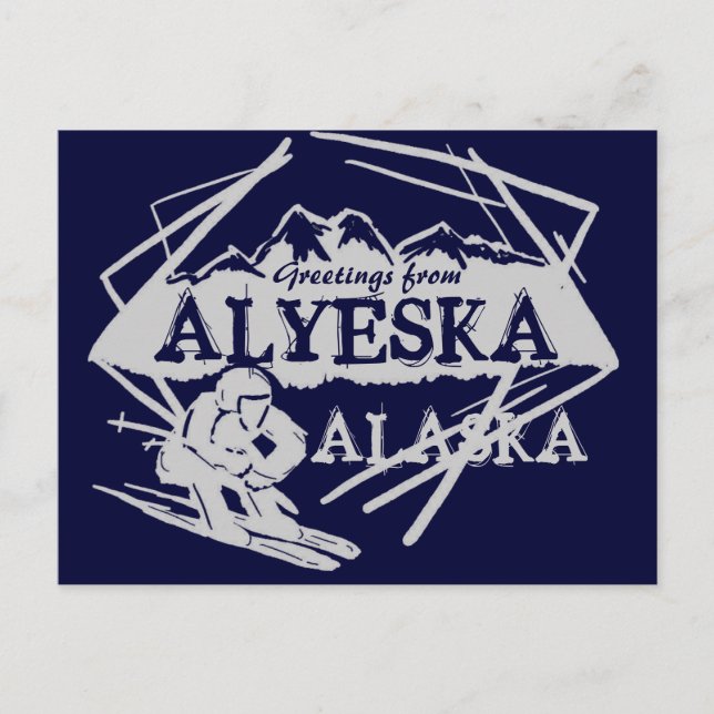 Alyeska Alaska cumprimentos marinho skier cartão p (Frente)