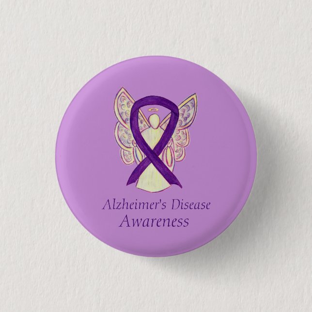 Alzheimer's Disease Purple Ribbon Art Pins (Frente)