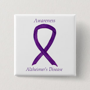 Alzheimer's Disease Purple Ribbon Art Pins