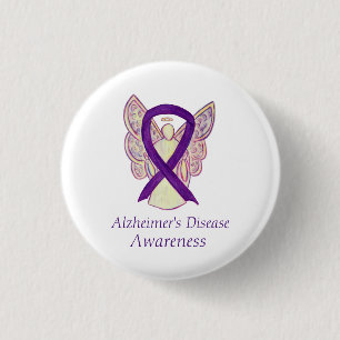 Alzheimer's Disease Purple Ribbon Art Pins