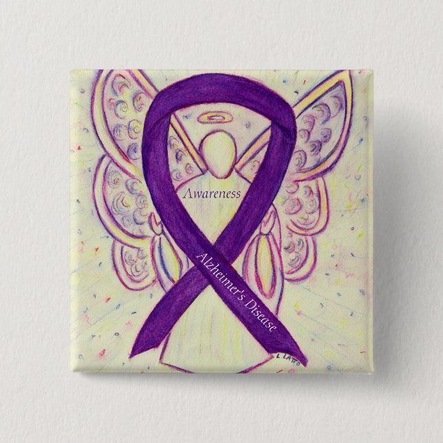 Alzheimer's Disease Purple Ribbon Art Pins (Frente)