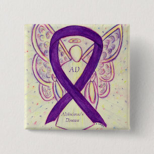 Alzheimer's Disease Purple Ribbon Art Pins