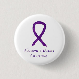 Alzheimer's Disease Purple Ribbon Art Pins