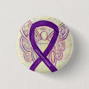 Alzheimer's Disease Purple Ribbon Art Pins