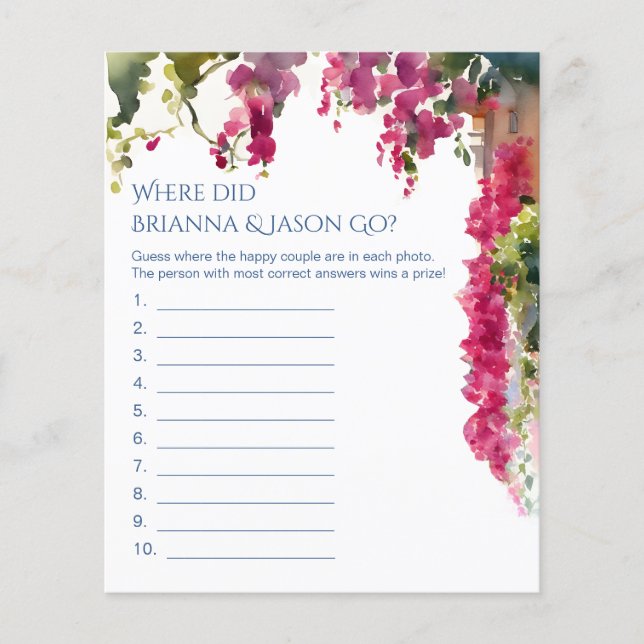 Amalfi bridal shower games where did they go (Frente)