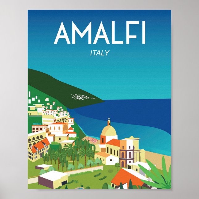 Amalfi Itália poster de viagens mediterane (Frente)