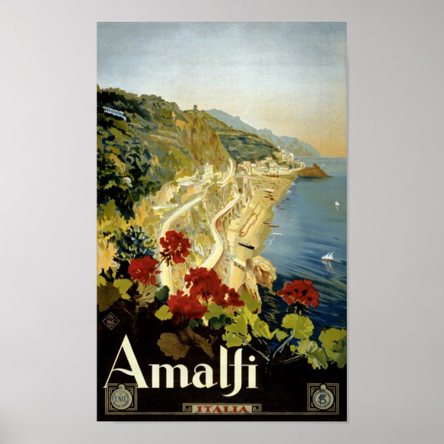 Amalfi Itália - Poster vintage Restaurado (Frente)