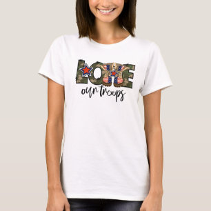 Amam a Camiseta das Mulheres das Nossas Tropas