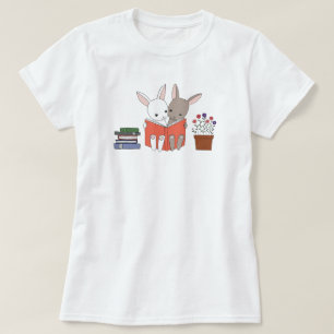 Amante de livro bonito dos coelhos do t-shirt do