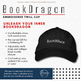 Amantes de Livros 'Bookdragon' Boné de Brim Bordad