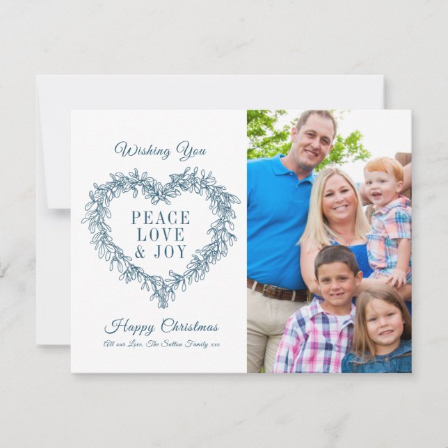 Amar alegria paz, azul, foto de erro Natal (Frente)