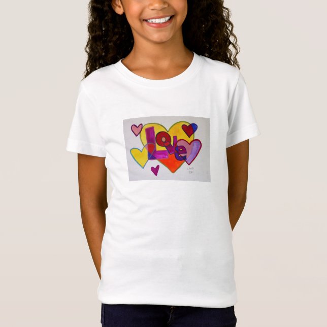 Amar Corações Corações Camisas de Arte de Palavras (Frente)