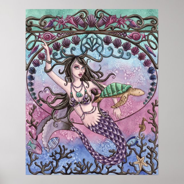 Amara - Art Nouveau Mermaid Poster (Frente)