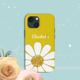 Amarelo Branco Moderno Flor de Margarida Nome Pers