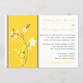 Amarelo, Cinza, Convite De Casamento De Floral Bra