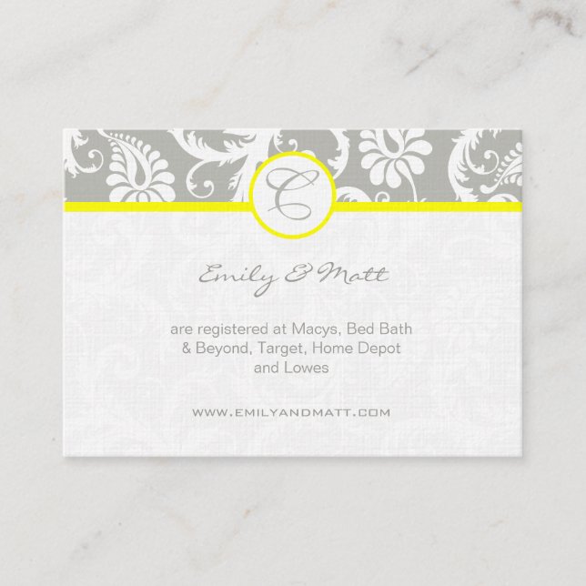 Amarelo com Cartões de Informações de Casamento te (Frente)