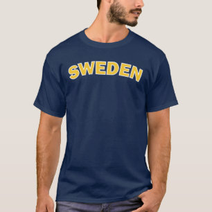 Amarelo da suecia no t-shirt azul