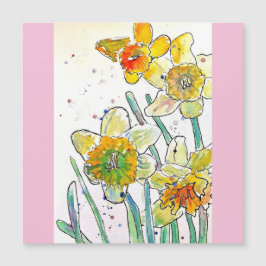 Amarelo Daffodil Primavera Flor Watercolor Anivers