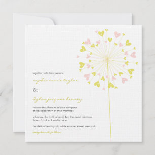 Amarelo Dandelions Rosa Adoram Convite De Casament
