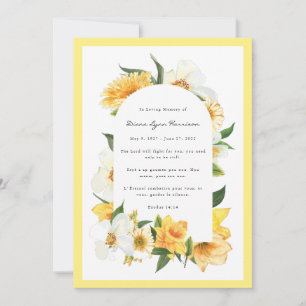 Amarelo e Branco Floral Cartão Memorial Funeral