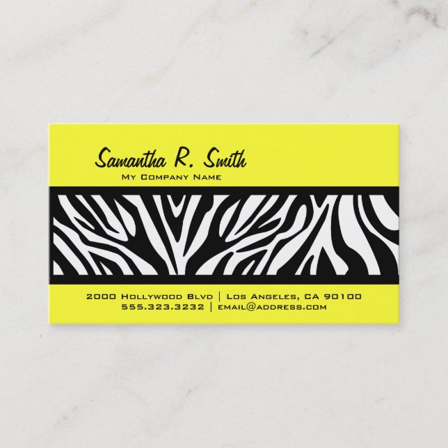 Amarelo e cartão de visita da listra da zebra (Frente)