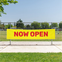 Amarelo e Vermelho Agora Abrir Banner de Sinais