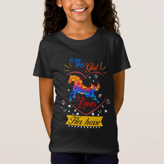 Amarelo, Essa Menina Ama Sua Camiseta Cavalo (Frente)