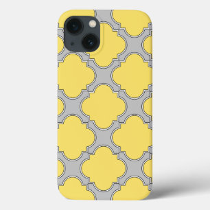 Amarelo quatrefoil e capas de iphone de cinza