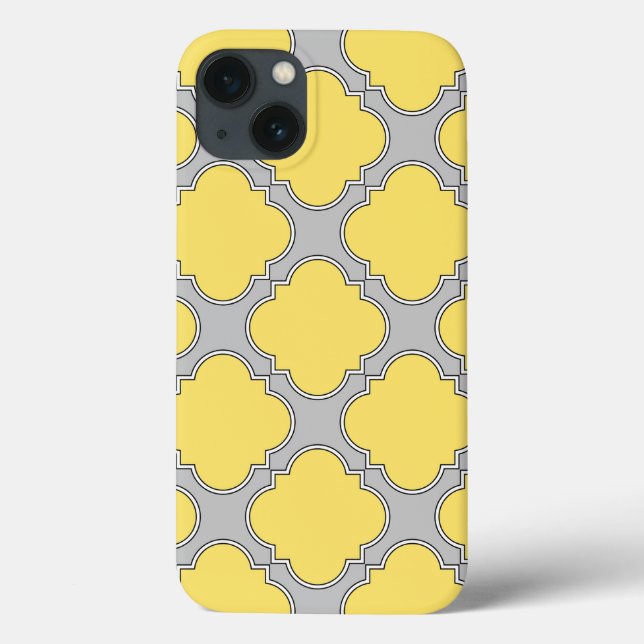 Amarelo quatrefoil e capas de iphone de cinza (Verso)
