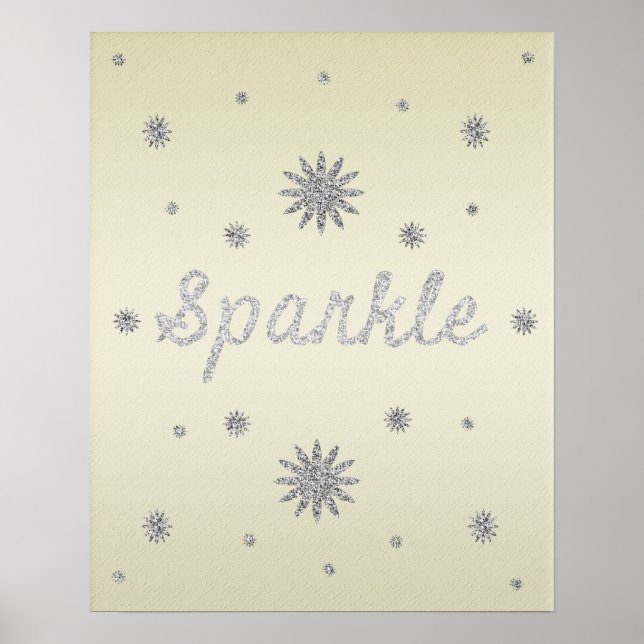 Amarelo Sparkle com Poster de brilho prateado (Frente)