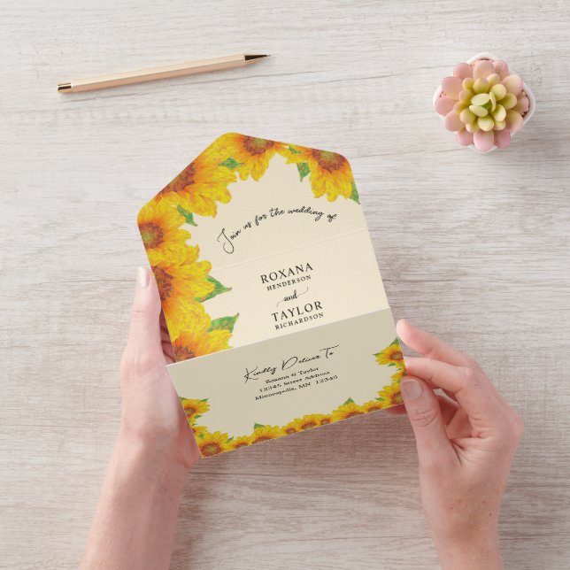 Amarelo Sunflower Orange All in One Convite de cas (Video)