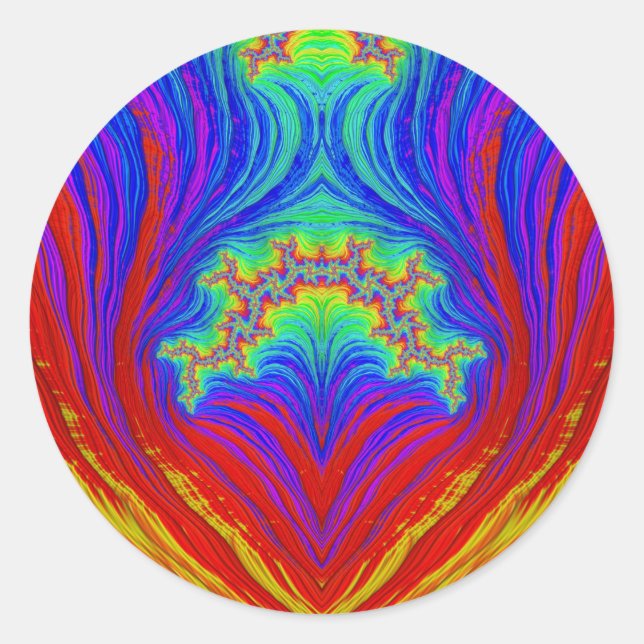 Amarelo Vermelho Azul Verde ~ Adesivo redondo clás (Frente)