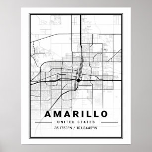 Amarillo Texas USA Viagem City Map Poster