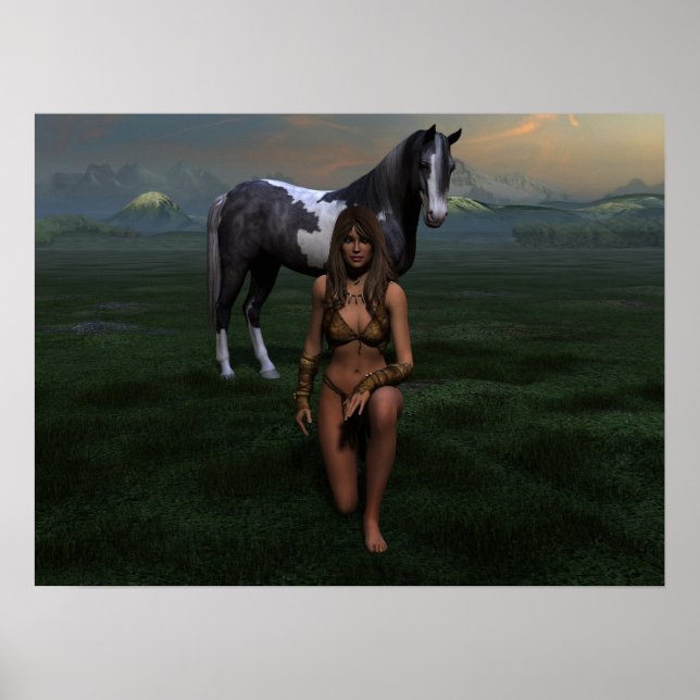 Amazon Lady & Horse Poster (Frente)