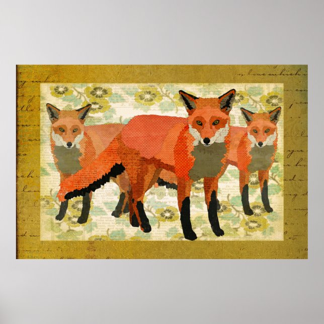 Amber Foxes Art Poster (Frente)