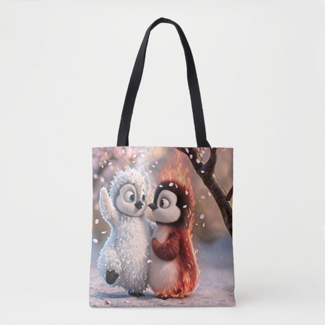 Amber & Frosty Cute Penguin Tote Bag (Frente)