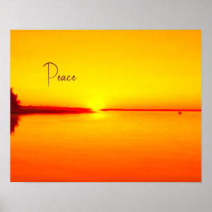 Amber Sunset pacífico sobre Poster de água