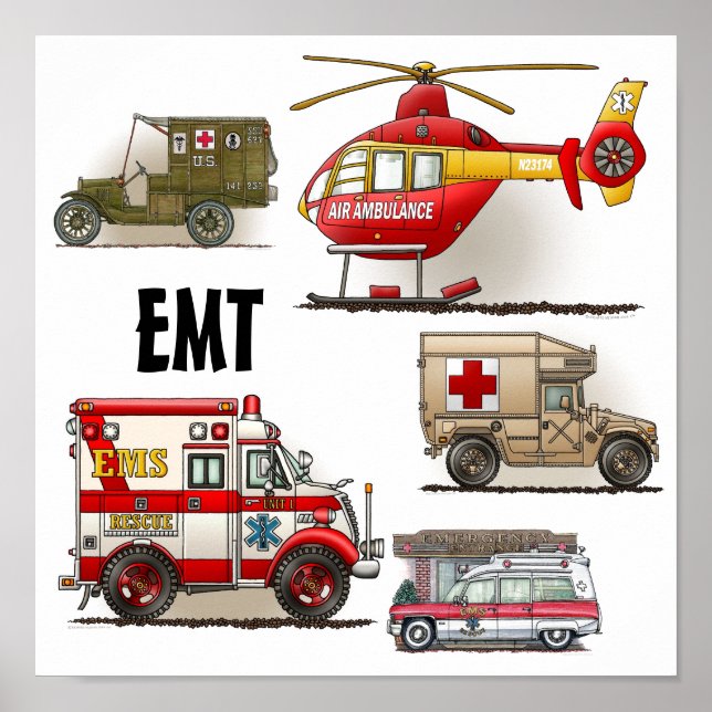 Ambulância de veículos EMT Poster (Frente)