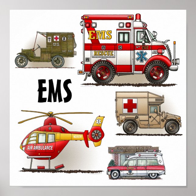 Ambulância Poster de veículos EMS (Frente)