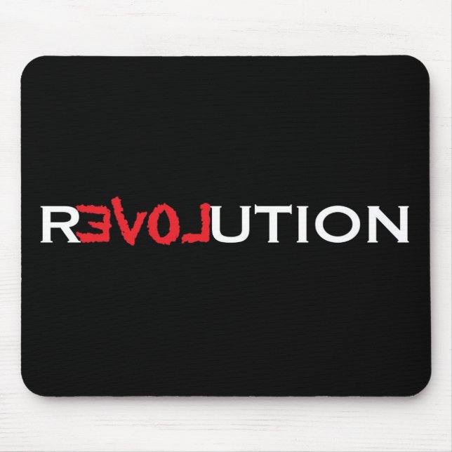 Ame a revolução Mousepad - enegreça com vermelho e (Frente)