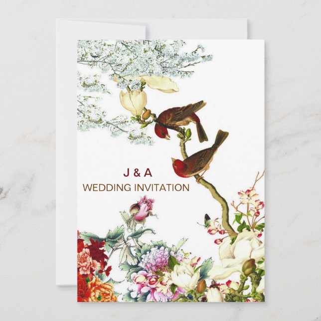 Ame Aves e Convites de casamento Floreantes © (Frente)