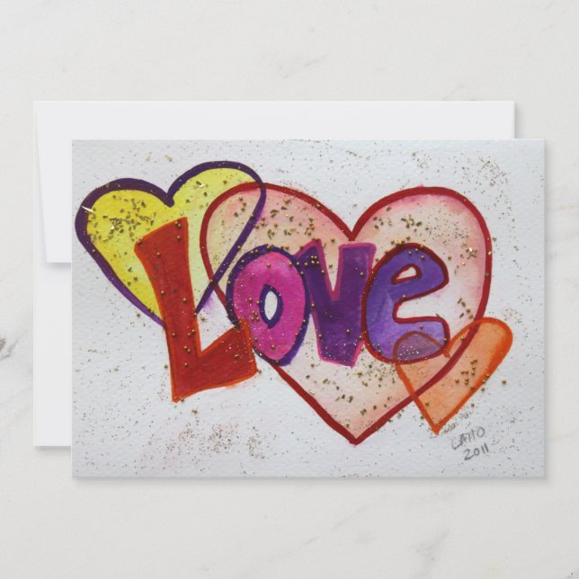 Ame Corações de Coração Convite Personalizado ou C (Frente)