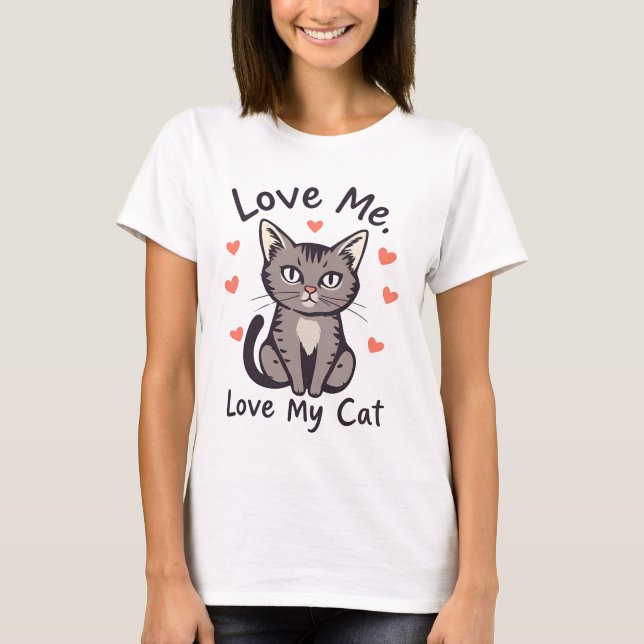 Ame-me, Ame Meu Gato - Camiseta Purr-fect para Gat (Frente)