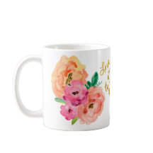 Ame-o à caneca floral da lua e da parte traseira